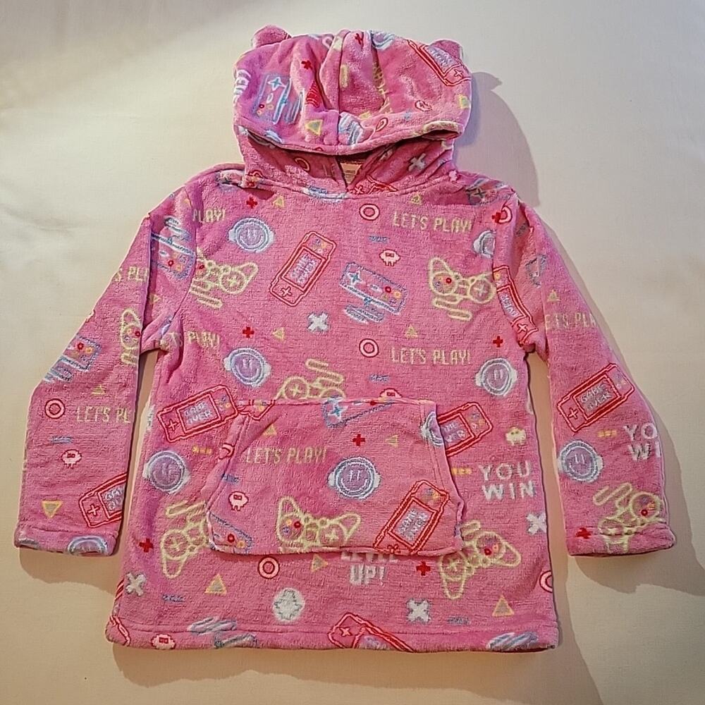 Pink Wearable Blanket Hoodie Game Controller Oversized Soft Fleece Glows In Dark